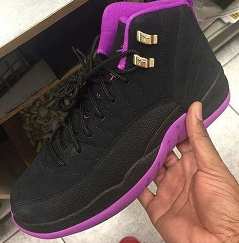 purple black jordan 12