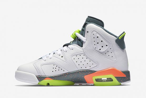 4月30日発売★レディース★　NIKE Air Jordan 6 GS White/Ghost Green-Hasta-Bright Mango 384665-114 【ナイキ エアジョーダン 6  】