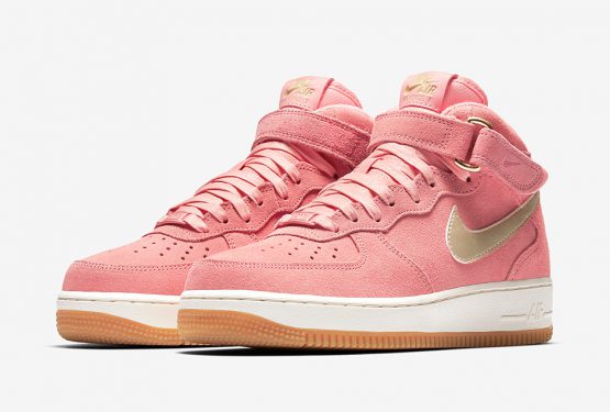 レディース★ Nike WMNS Air Force 1 Mid Bright Melon/Metallic Gold Star-Sail 818596-800 【ナイキ ウィメンズ エアフォース１ MID　】