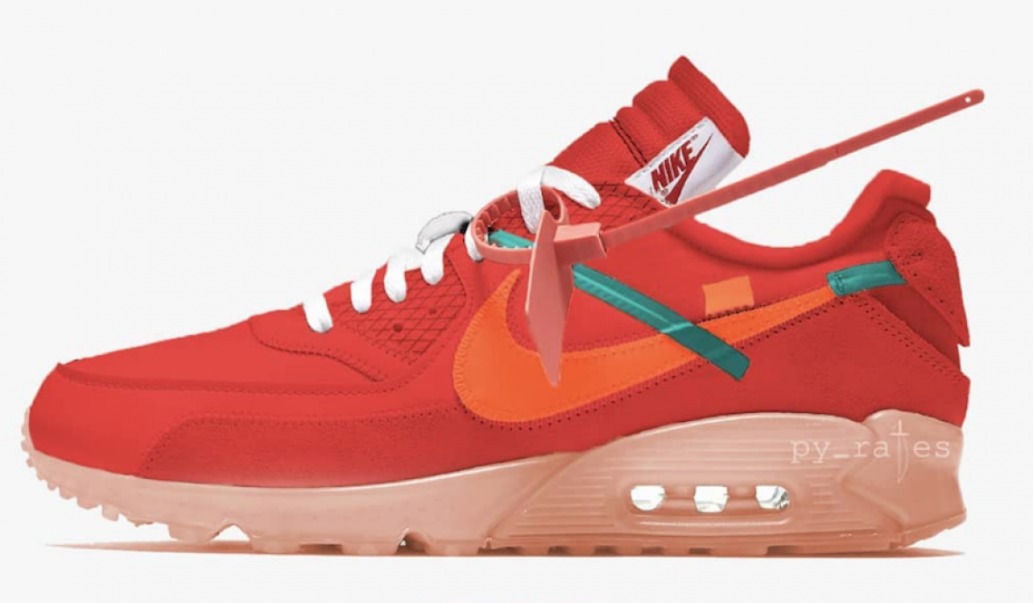 １２月発売予定★ OFF-WHITE × NIKE AIR MAX 90 UNIVERSITY RED/TEAM ORANGE-HYPER JADE-BRIGHT MANGO AA7293-600 (オフホワイト × ナイキ エアマックス90　)